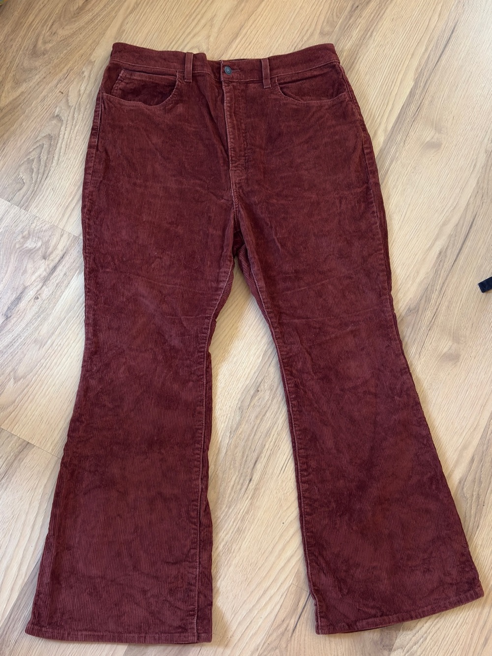 Women's Corduroy Flared Jeans - Burgundy